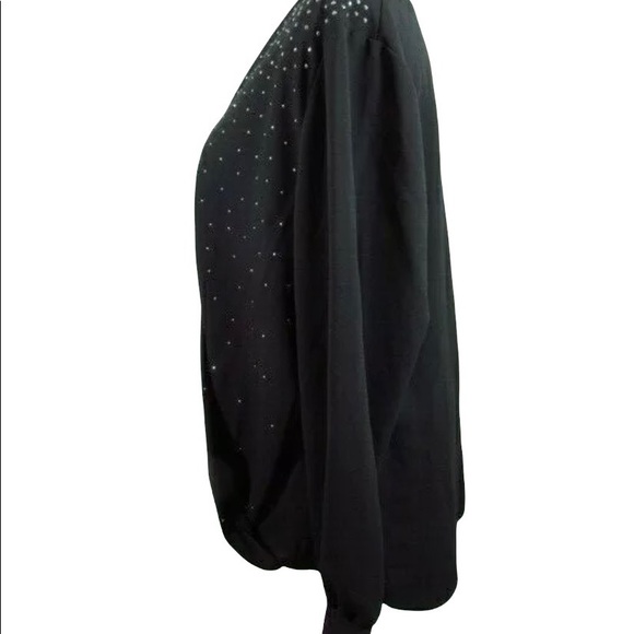 NWT Alfani Black V-Neck Embellished Blouse Size Medium - Picture 6 of 11